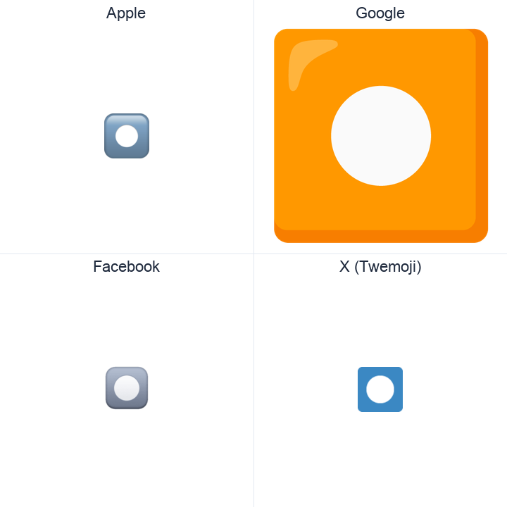 Record Button emoji in a square grid: Apple and Google on the top row, Facebook and X Twemoji on the bottom, on white.
