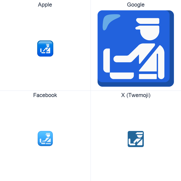 Customs emoji in a square grid: Apple and Google on the top row, Facebook and X Twemoji on the bottom, on white.