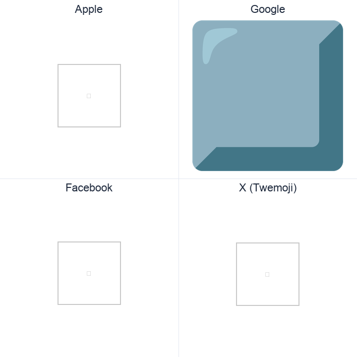 Emoji 20E3 emoji in a square grid: Apple and Google on the top row, Facebook and X Twemoji on the bottom, on white.