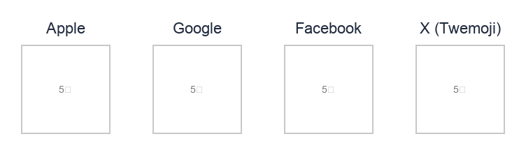 Emoji 35 Fe0F emoji artwork compared side by side for Apple, Google Noto, Facebook, and X Twemoji styles on white.