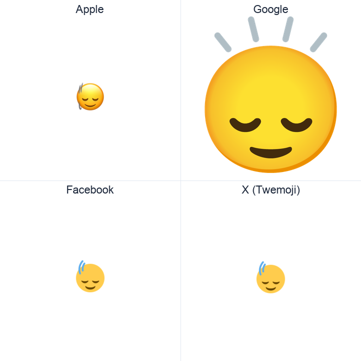 Head Shaking Vertically emoji in a square grid: Apple and Google on the top row, Facebook and X Twemoji on the bottom, on white.
