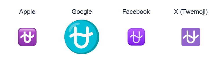 Ophiuchus emoji artwork compared side by side for Apple, Google Noto, Facebook, and X Twemoji styles on white.