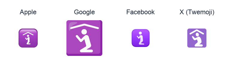Place Of Worship emoji artwork compared side by side for Apple, Google Noto, Facebook, and X Twemoji styles on white.