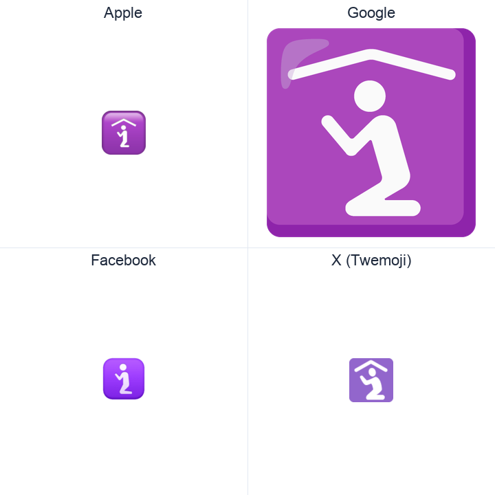 Place Of Worship emoji in a square grid: Apple and Google on the top row, Facebook and X Twemoji on the bottom, on white.